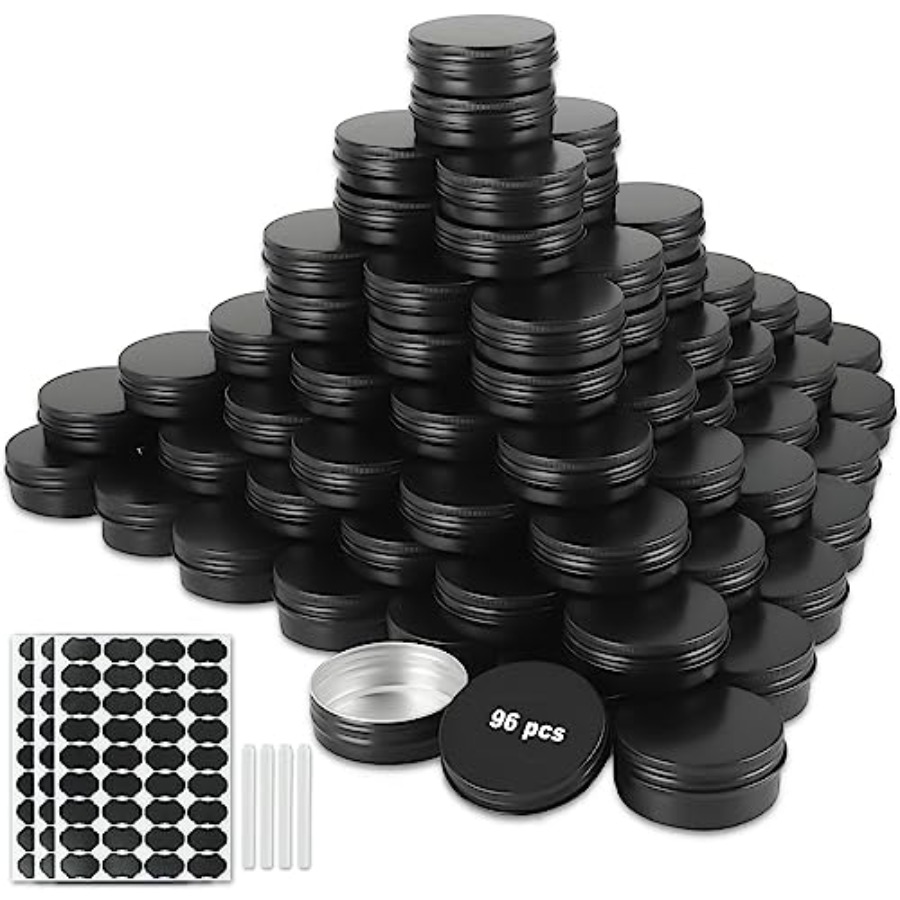 Tin Container Lid - 96 Pack Round Cans with Screw