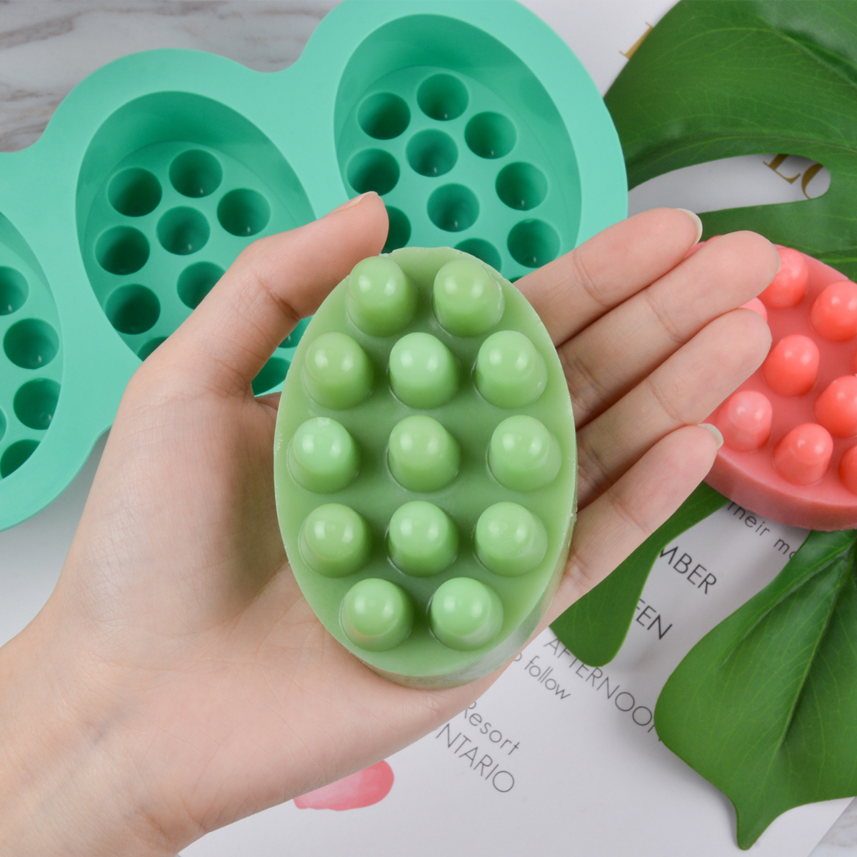 Candle Making Set - 4 Hole Oval Massage Soap Silicone