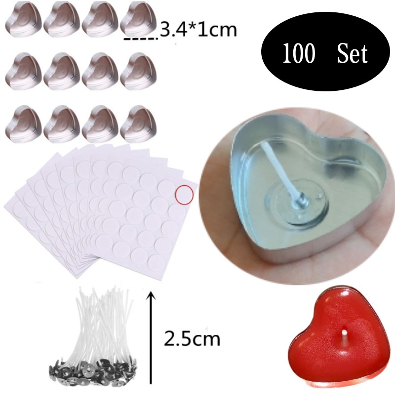 100 Sets Heart shaped Empty Al - Candle Making Pot のレビューと価格