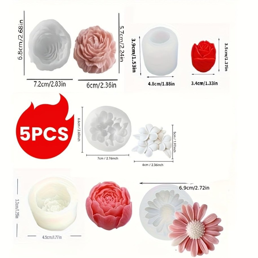 Set of 5 Flower Series Silicon - Candle Making Set のレビューと価格
