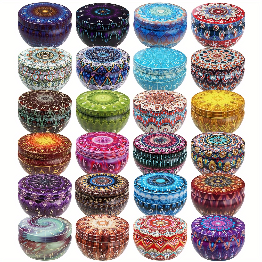 12pcs Premium Floral Printed C - Tin Container Lid のレビューと価格