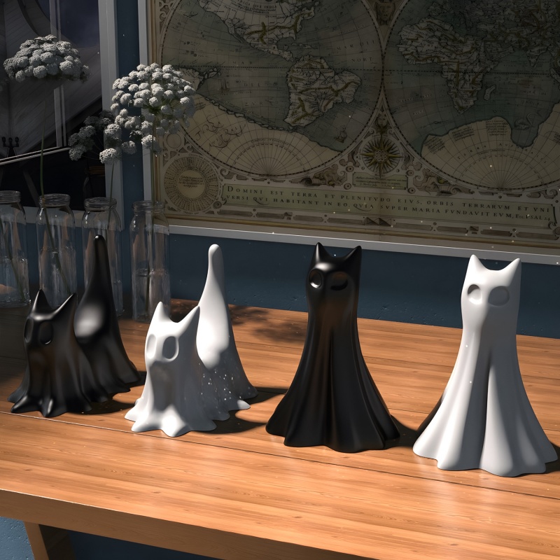 Ghost Cat Halloween Desktop Or - Candle Making Ideas のレビューと価格